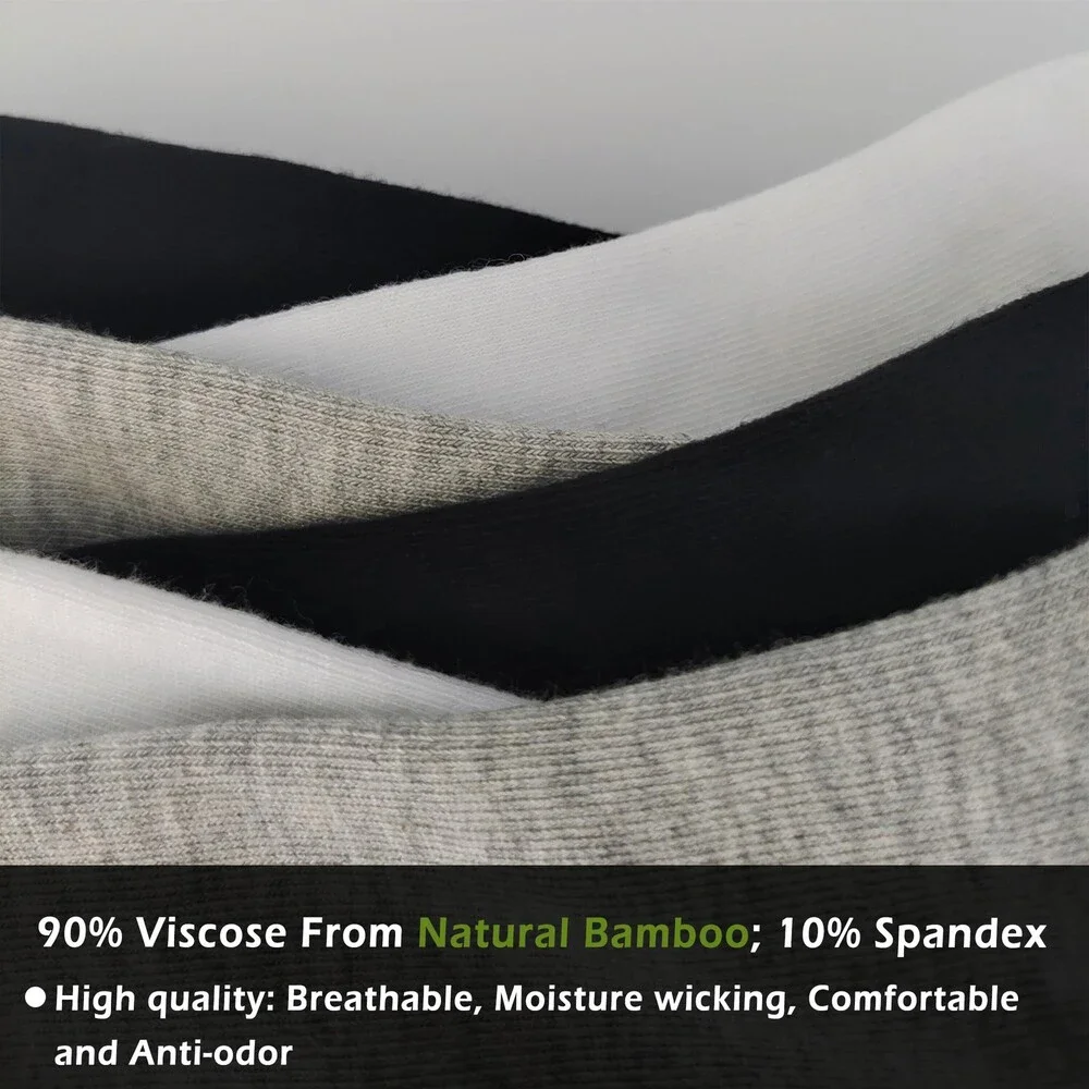 SERISIMPLE Men's White Viscose Bamboo Dress Sock Thin Soft Crew Anti Odor 5PK-L